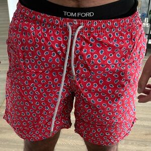 Saks Fifth Avenue Red Patterned Swim Trunks